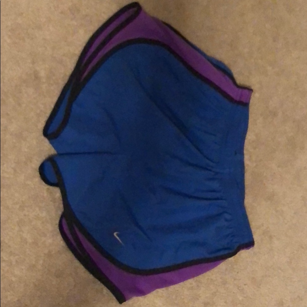 Royal blue and purple running shorts